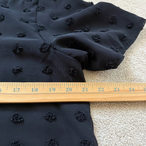 Blooming Jelly Black Polka Dot Textured Blouse Shirt Top Womens Sz XL - Picture 4 of 8